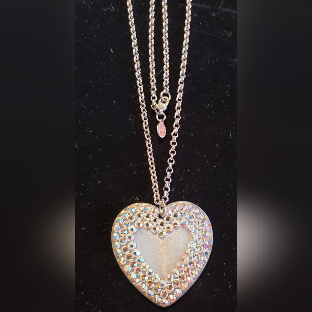 Tarina Tarantino White Lucite Heart Pendant Necklace